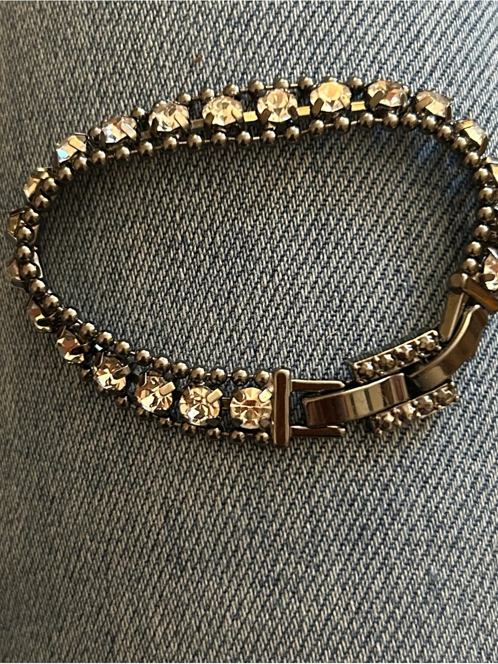 Stella & Dot Urbane Gunmetal Crystal Bracelet Retired